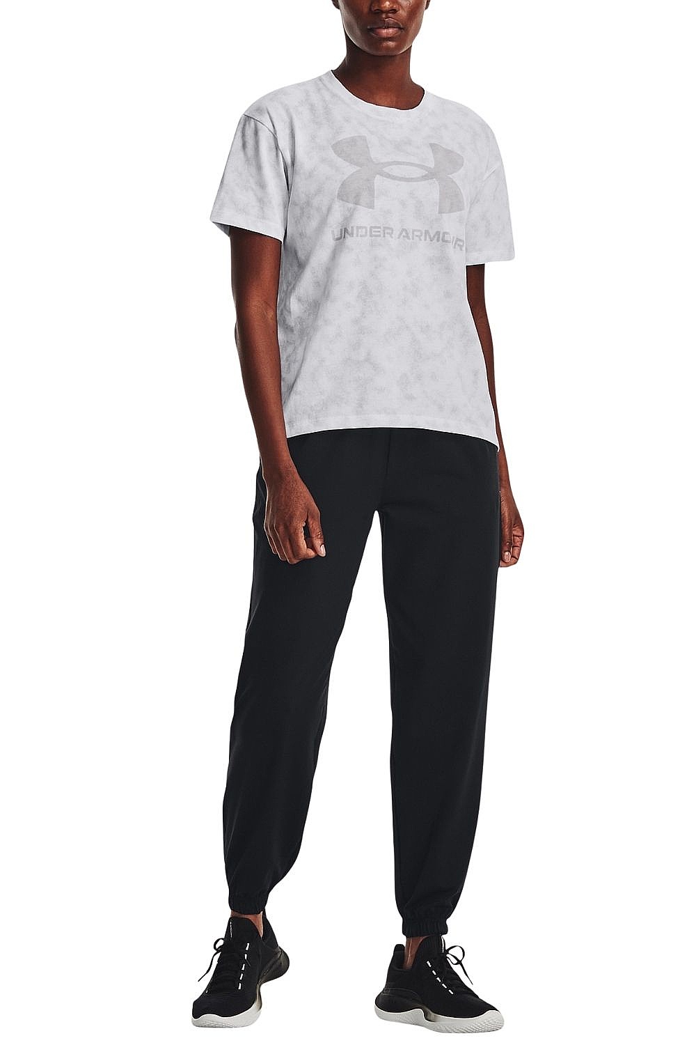T-Shirt Under Armour Logo Aop Heavyweight - White/Halo Gray - women´s