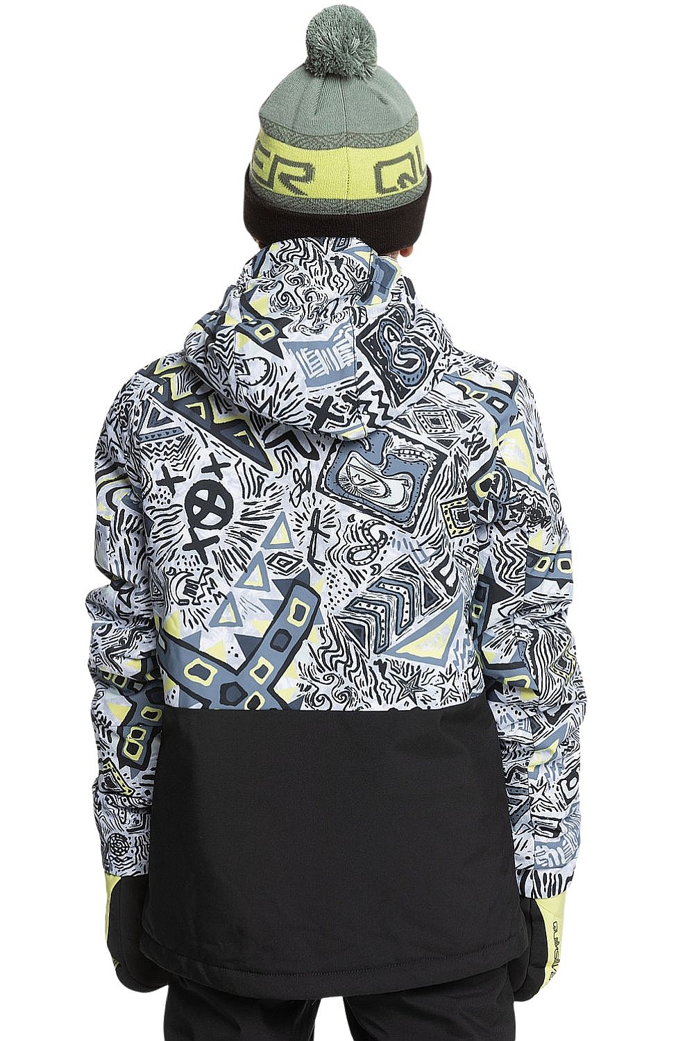 Jacke Quiksilver Mission Printed Block - KVJ3/Heritage Scribble Black - boy´s