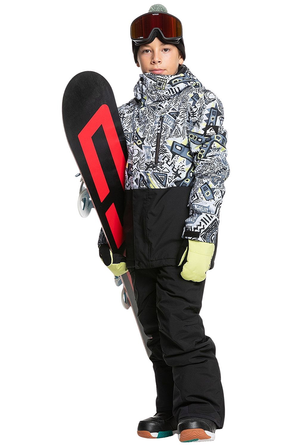 Jacke Quiksilver Mission Printed Block - KVJ3/Heritage Scribble Black - boy´s