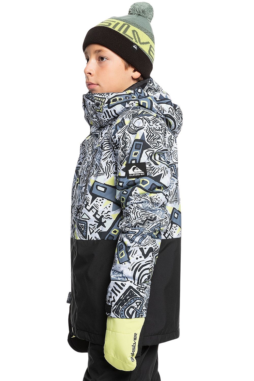 Jacke Quiksilver Mission Printed Block - KVJ3/Heritage Scribble Black - boy´s