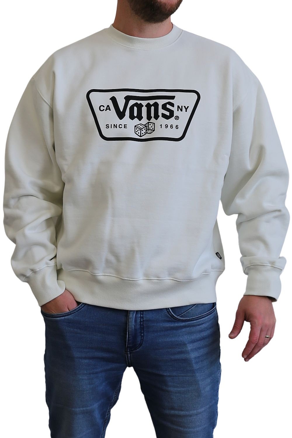 bluza Vans Knu Patch Crew - Marshmallow - men´s