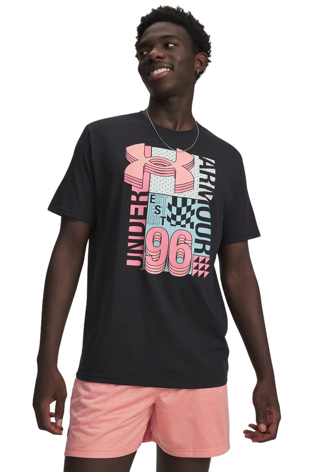 koszulka Under Armour Logo Collage - Black/Posh Pink - men´s