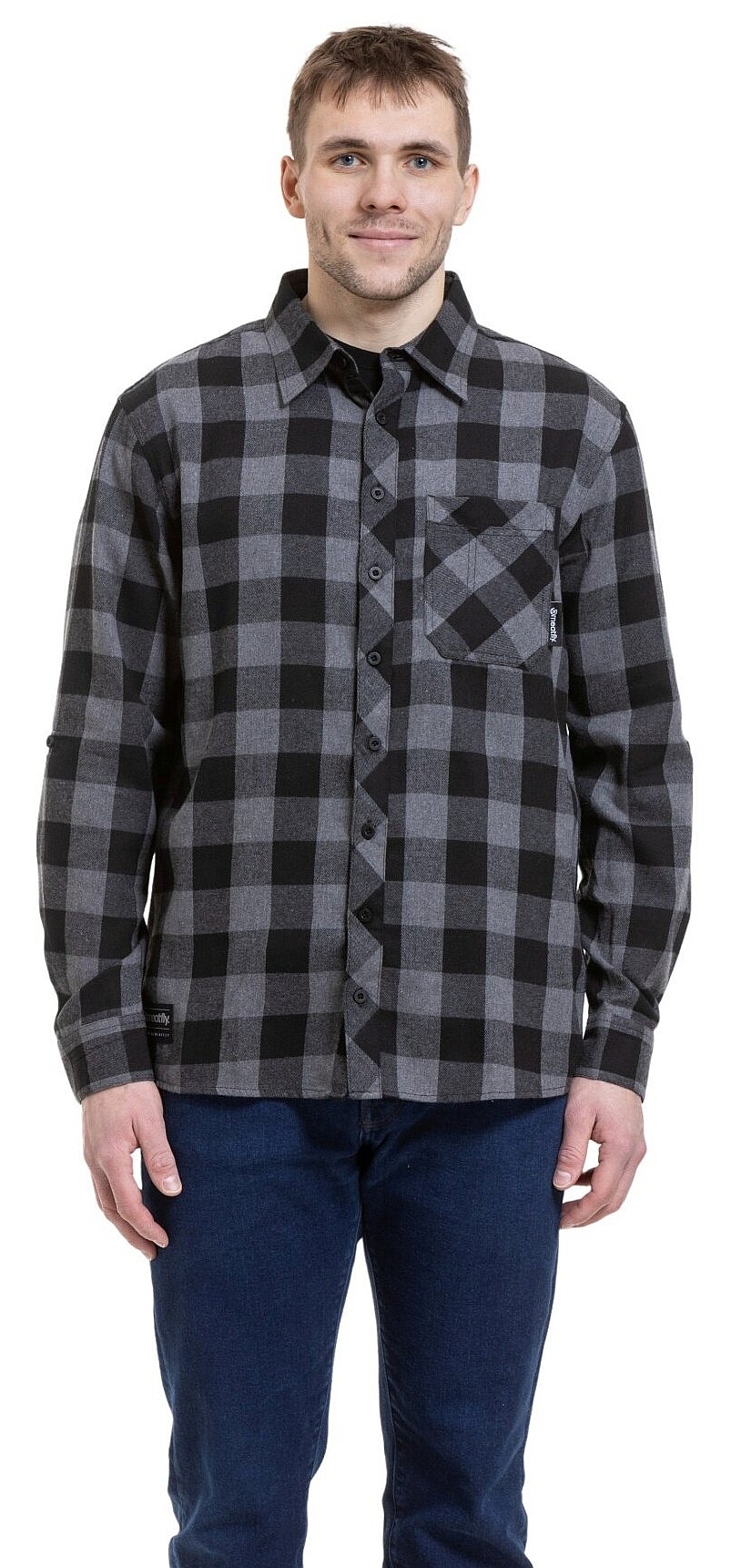 chemise Meatfly Kurt LS - Black/Gray - men´s