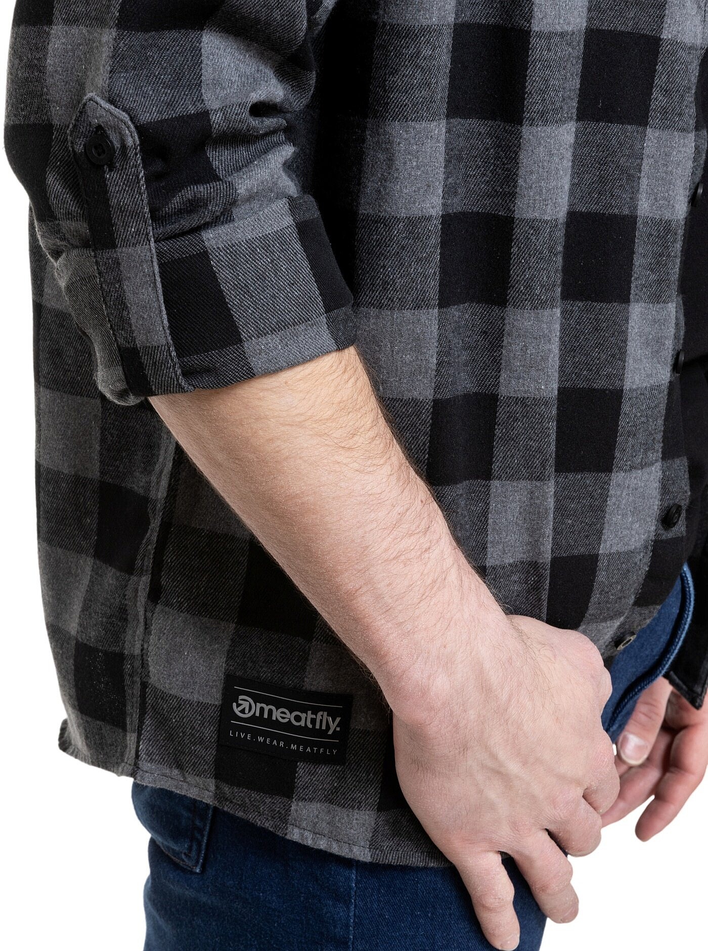 chemise Meatfly Kurt LS - Black/Gray - men´s