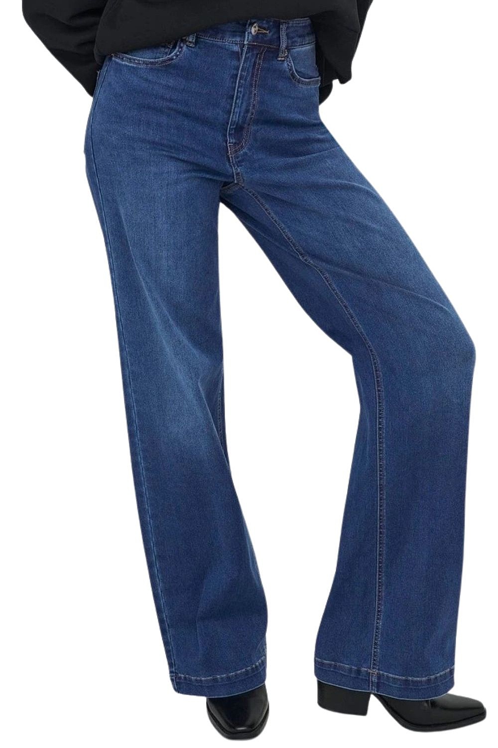 jeansy ONLY Madison Royal Hight Waist Wide - Dark Blue Denim - women´s