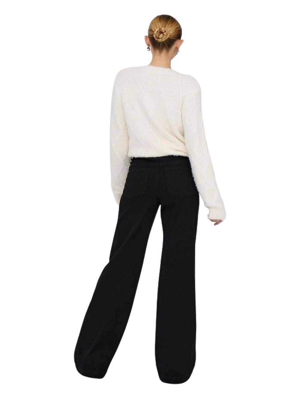jeansy ONLY Madison Royal Hight Waist Wide - Black Denim - women´s
