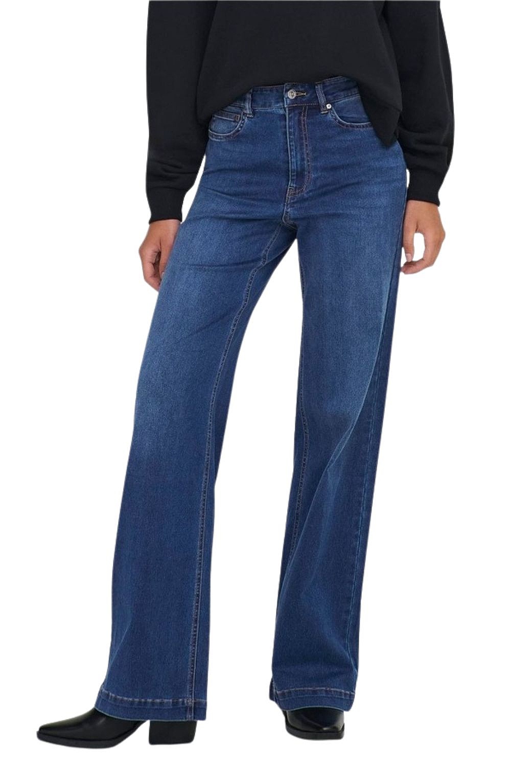 jeansy ONLY Madison Royal Hight Waist Wide - Dark Blue Denim - women´s