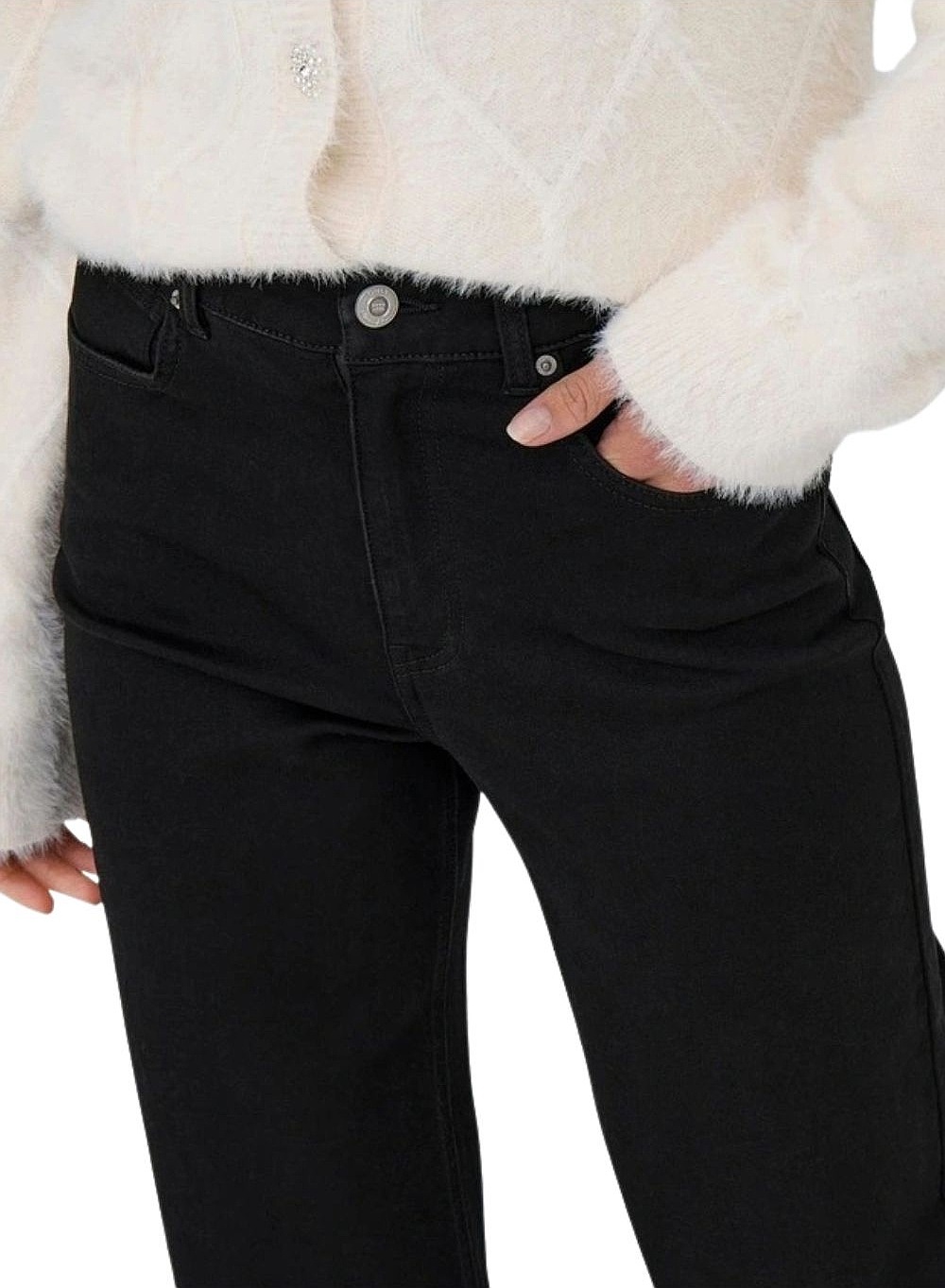 jeansy ONLY Madison Royal Hight Waist Wide - Black Denim - women´s