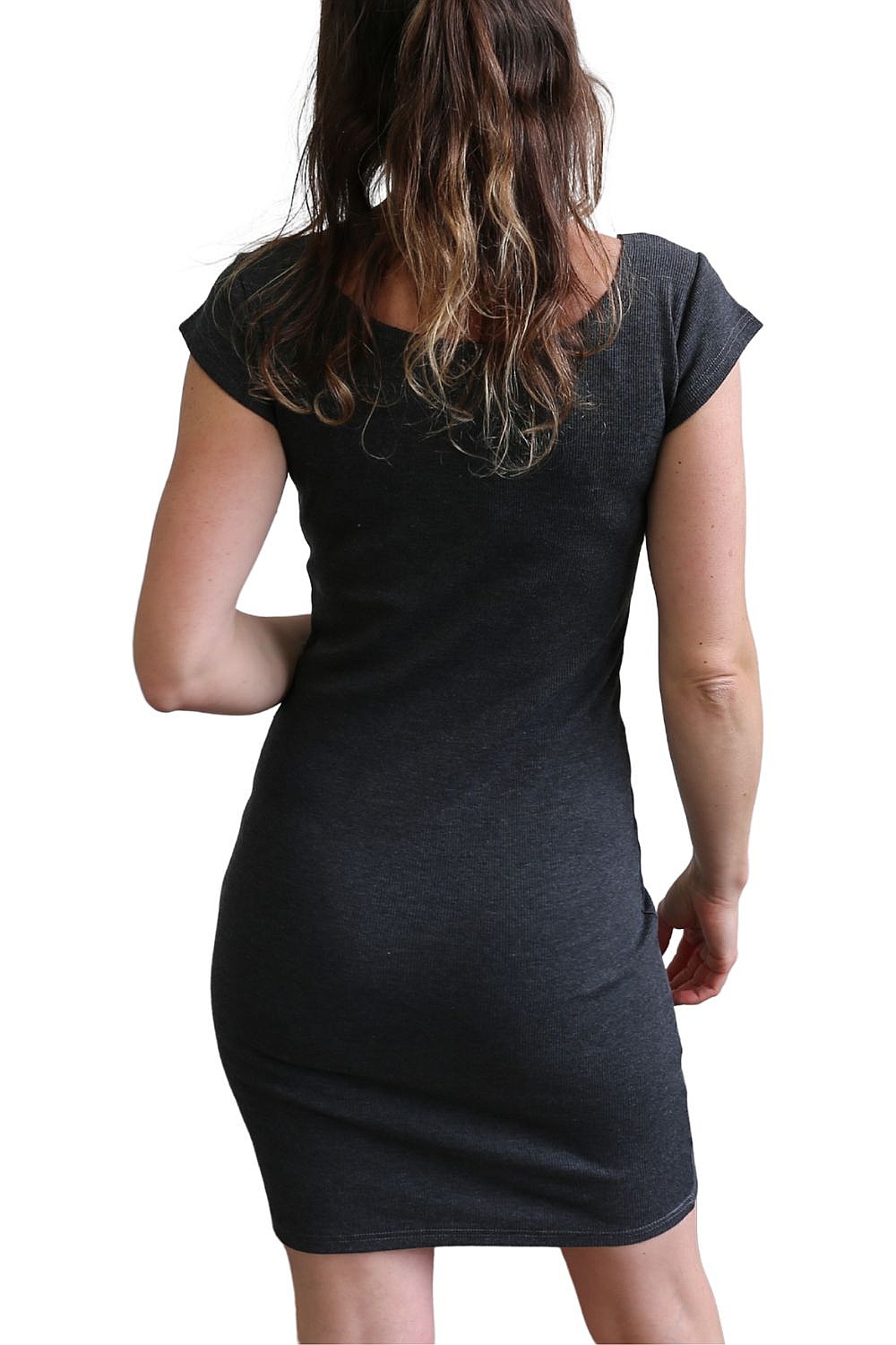sukienka M.ASCH-Be original Short Ribbed With Mini Sleeves - Antracit