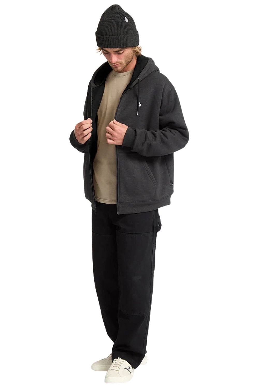 sweat-shirt Volcom Single Stone Lined Zip - Heather Black - men´s