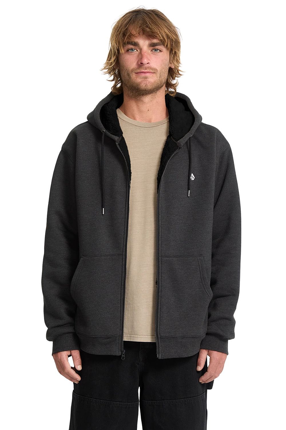 sweat-shirt Volcom Single Stone Lined Zip - Heather Black - men´s