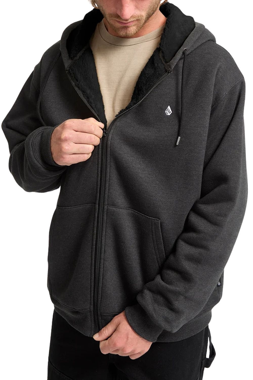 sweat-shirt Volcom Single Stone Lined Zip - Heather Black - men´s