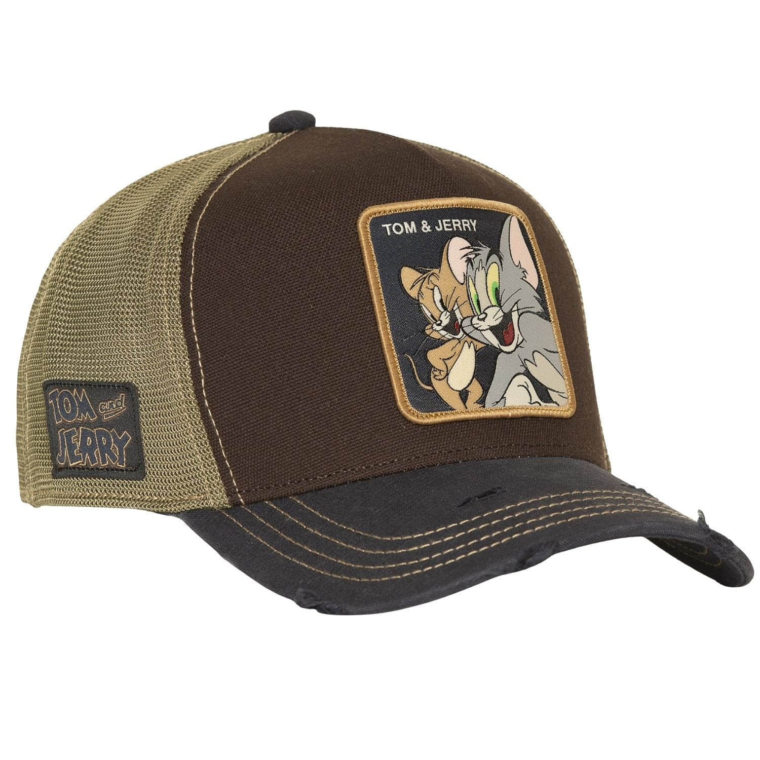 Kappe Capslab Tom and Jerry A Frame Premium Trucker - Dark Brown/Dark Blue/Olive Green - men´s