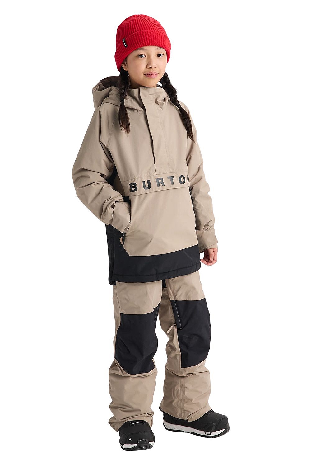 Jacke Burton Frostner Anorak 2L - Summit Taupe/True Black - unisex junior