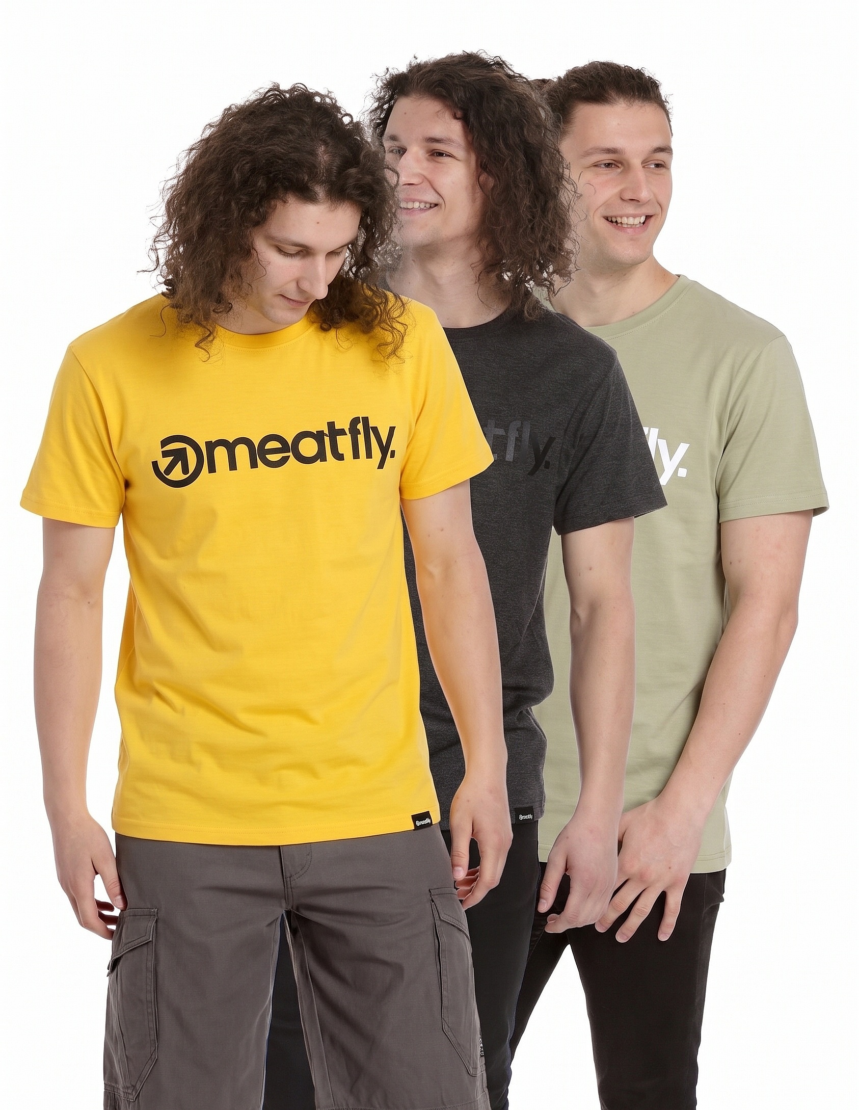 T-Shirt Meatfly MF Logo 3 Pack - Charcoal Heather/Sunny/Olive Light - men´s