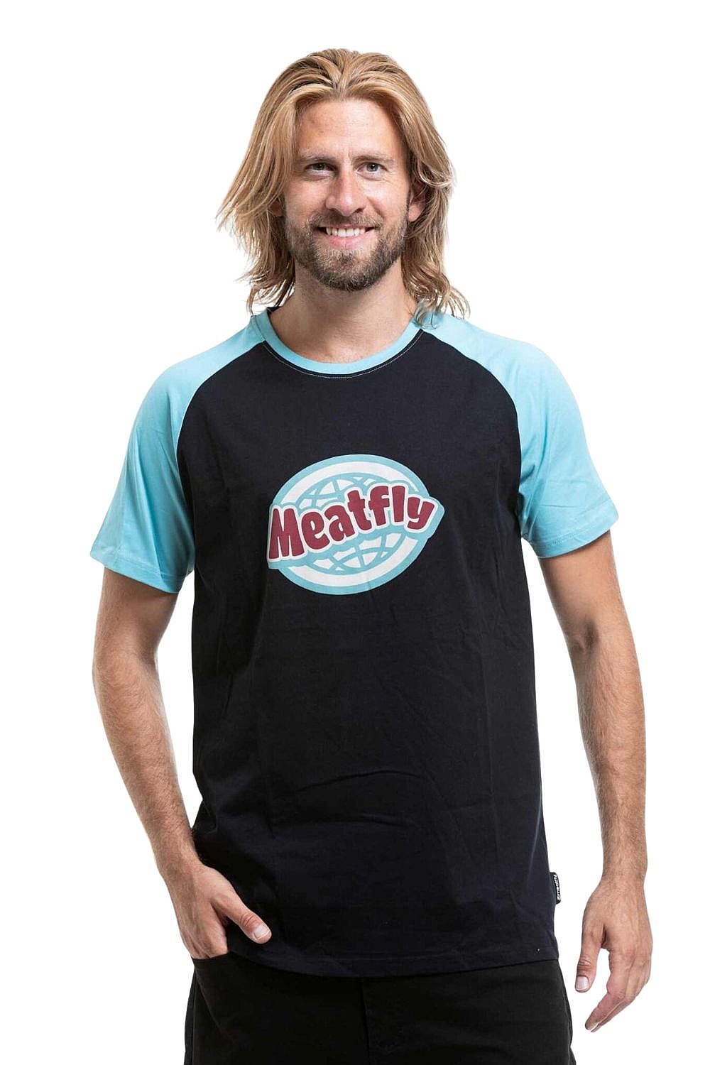 T-Shirt Meatfly Ozzy Raglan - Dark Cyan/Black - men´s