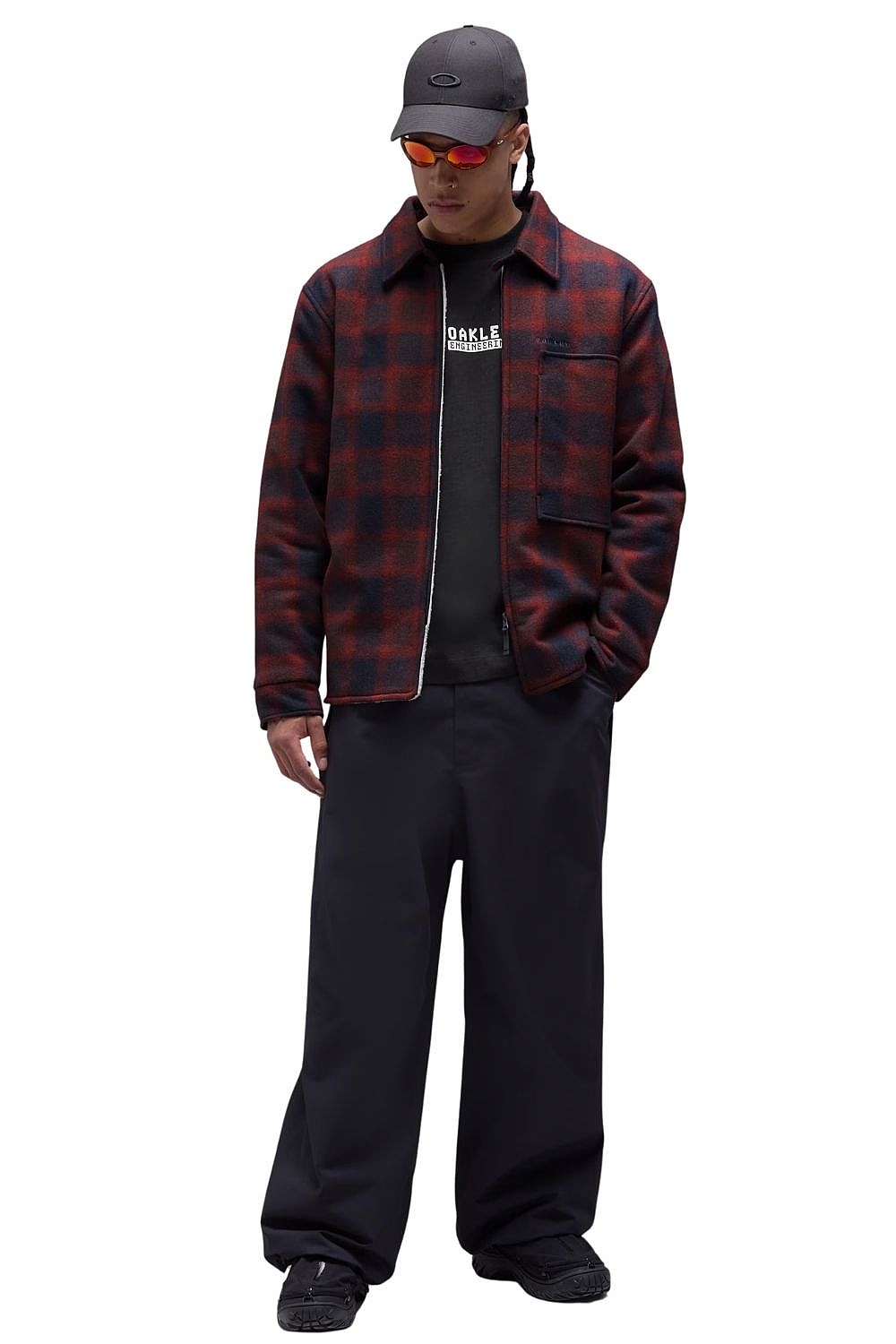Jacke Oakley Off Slope Overshirt - Dark Umbe/Grap/Red Check - men´s