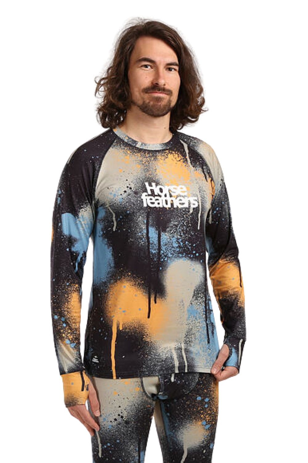 T-shirt Horsefeathers Riley LS - Yellow Spray - men´s