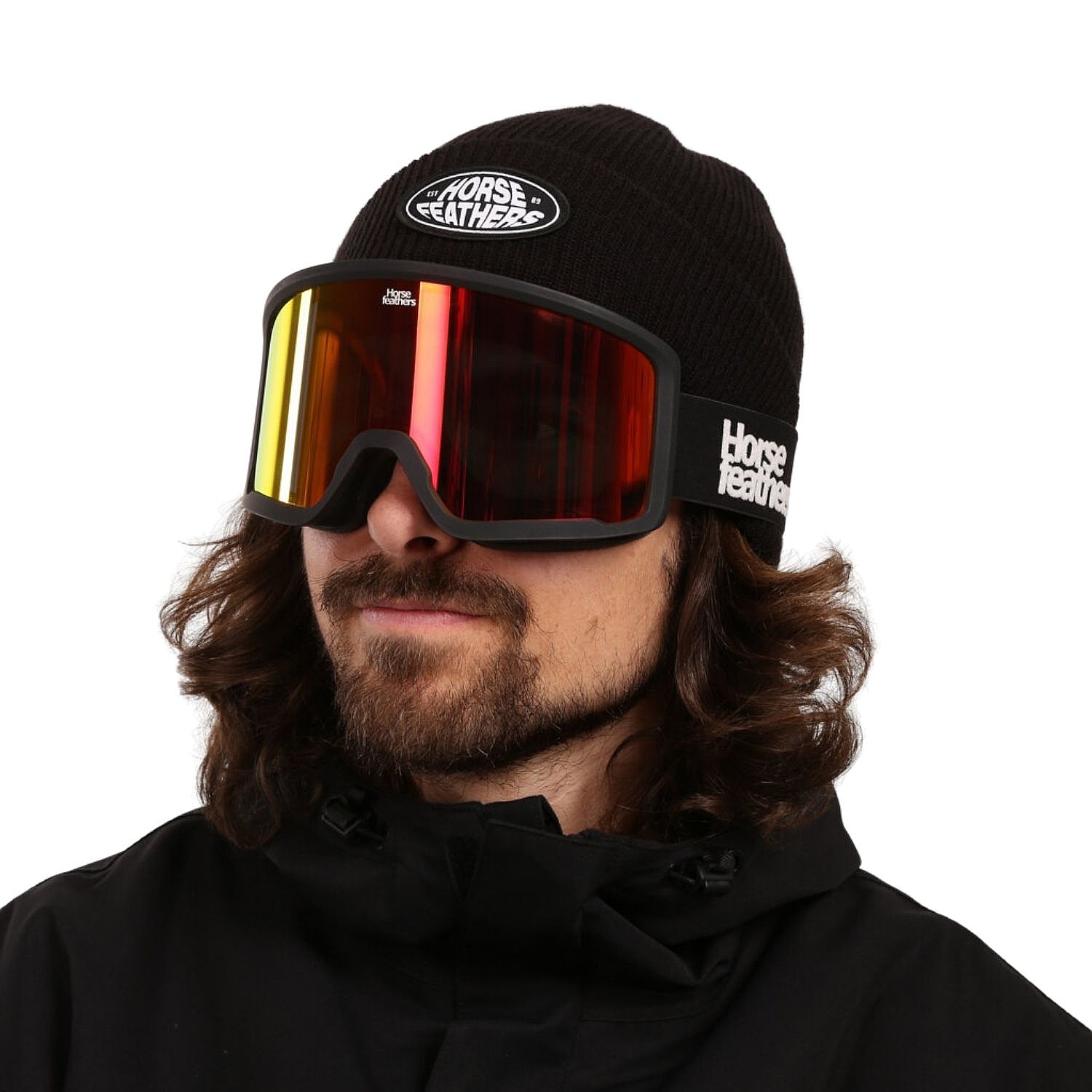masque de ski  Horsefeathers Tarpe - Black/Mirror Red