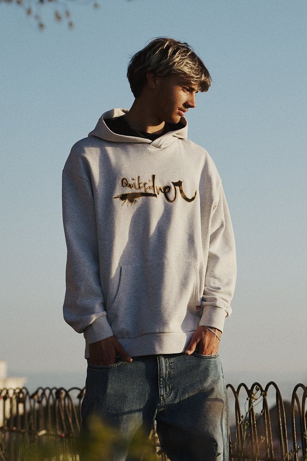 Sweatshirt Quiksilver YG Vortex Hood - SJSH/Light Grey Heather - men´s