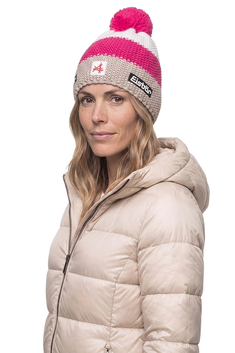 Mütze Eisbär Star Pompon MÜ SA - 133/Brushed Silver/Pitti Pink/White