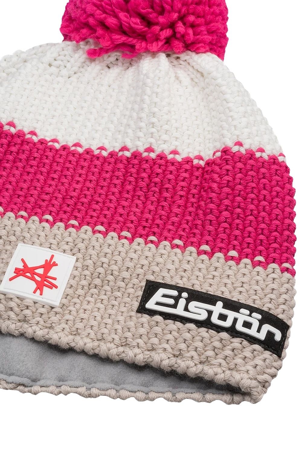 Mütze Eisbär Star Pompon MÜ SA - 133/Brushed Silver/Pitti Pink/White