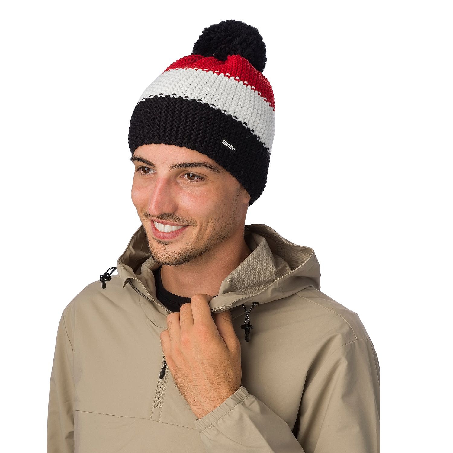 Mütze Eisbär Star Pompon MÜ - 330/Schwarz/White/Ketchup