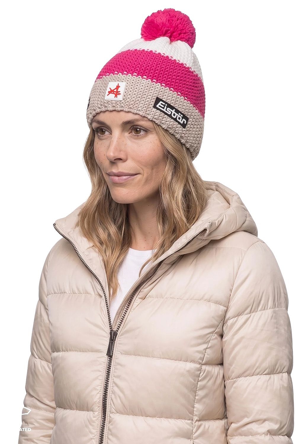 Mütze Eisbär Star Pompon MÜ SA - 133/Brushed Silver/Pitti Pink/White